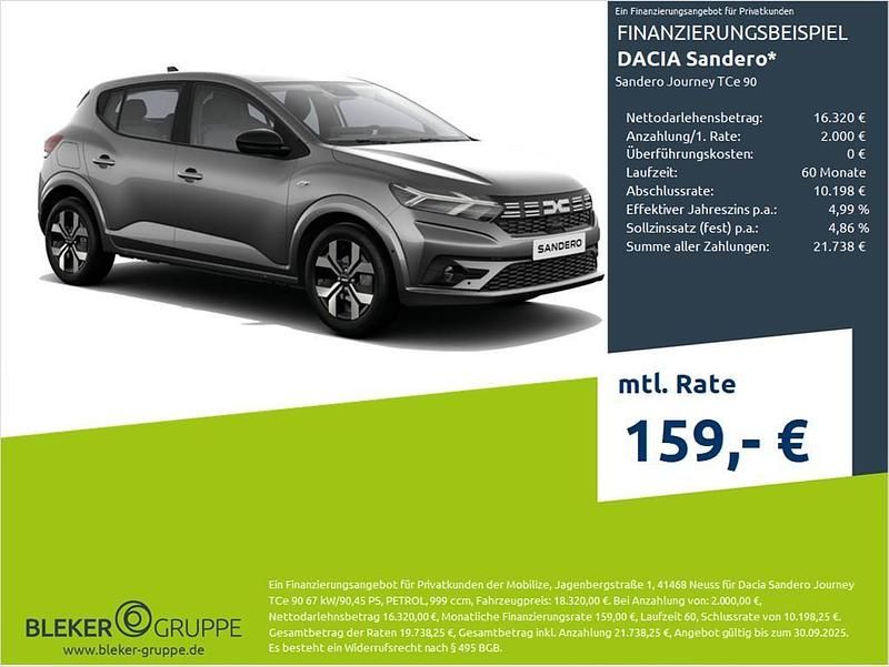 Dolomitgrau met. Neu 2025 Dacia Sandero Journey Kleinwagen | 18.320 € (Fairer Preis) - Bild 1/3