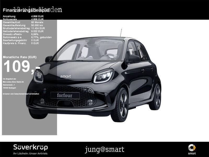 Schwarz Gebraucht 2021 Smart ForFour Electric Drive Passion Exclusive Limousine | 13.480 € (Teuer) - Bild 1/2