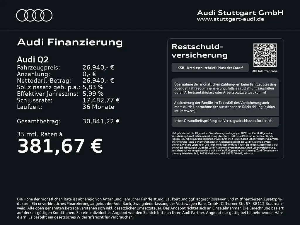 Gebraucht Audi Q2 Advanced Plus 150 PS (110 kW) 2023 Florettsilber metallic SUV