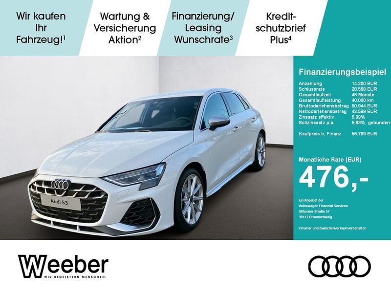 Gletscherweiß metallic Gebraucht 2025 Audi S3 Ambiente Limousine | 56.799 € - Bild 1/4