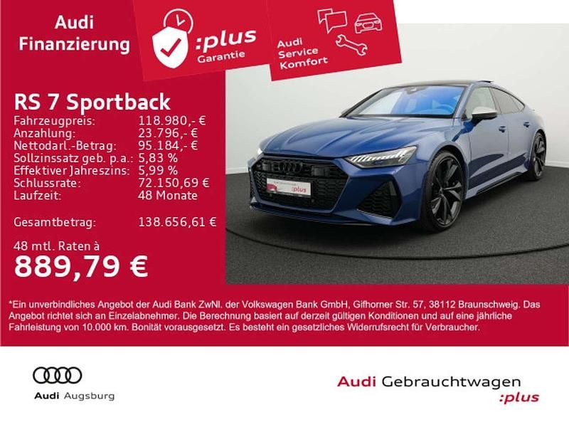 Ascariblau metallic Gebraucht 2024 Audi RS7 Performance Kleinwagen | 118.980 € (Fairer Preis) - Bild 1/4