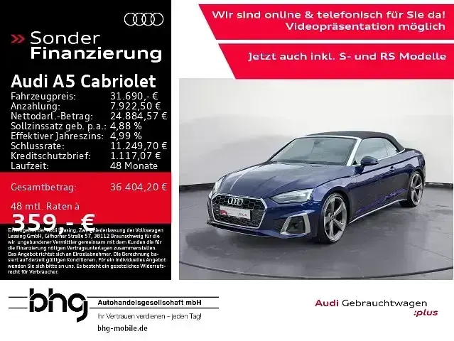 Gebraucht Audi A5 Cabriolet S-Line 150 PS (110 kW) 2022 Cabrio