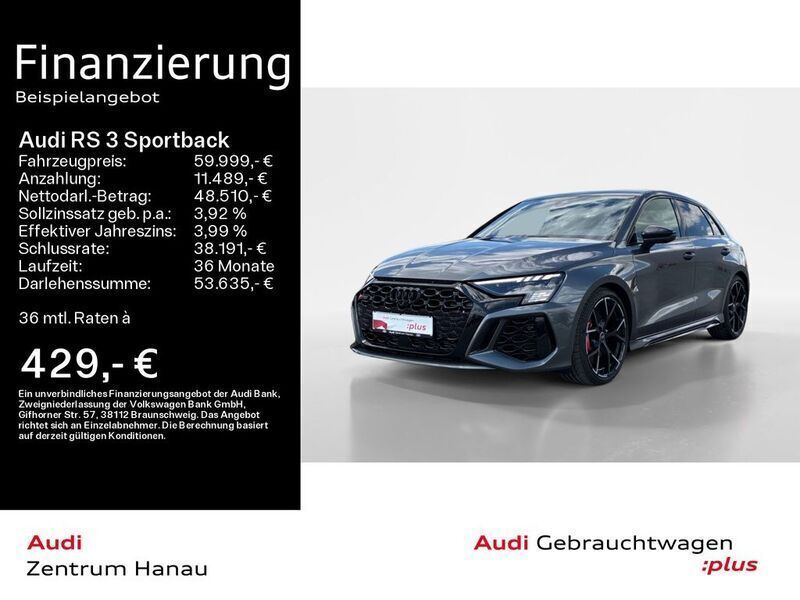 Daytonagrau perleffekt Gebraucht 2024 Audi RS3 Sportback Ambiente Kleinwagen | 59.999 € (Teuer) - Bild 1/4