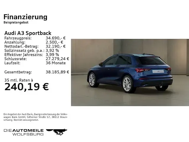 Gebraucht Audi A3 Sportback e-tron Comfort 204 PS (150 kW) 2026 Navarrablau metallic Kleinwagen