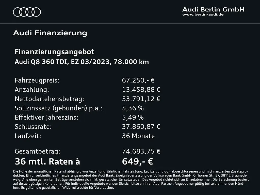 Gebraucht Audi Q8 Competition 286 PS (210 kW) 2023 Vikunjabeige metallic SUV