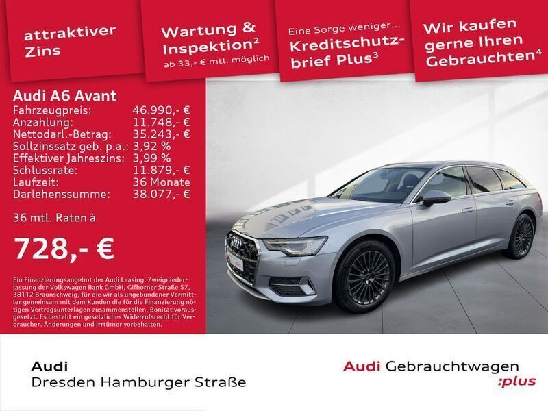 Florettsilber metallic Gebraucht 2024 Audi A6 Advanced Plus Kombi | 47.790 € (Etwas zu teuer) - Bild 1/3