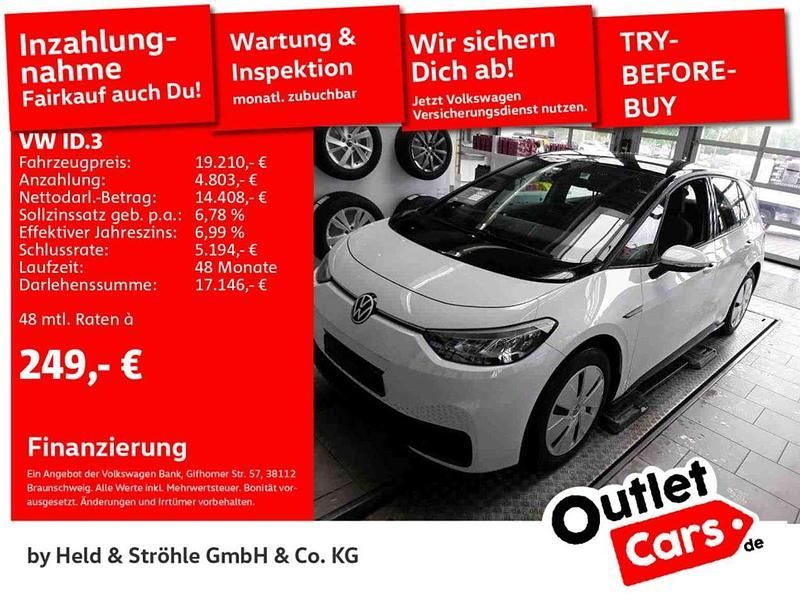 Gletscherweiß metallic / dach Gebraucht 2021 VW ID.3 Pure Kleinwagen | 19.210 € (Superpreis) - Bild 1/3