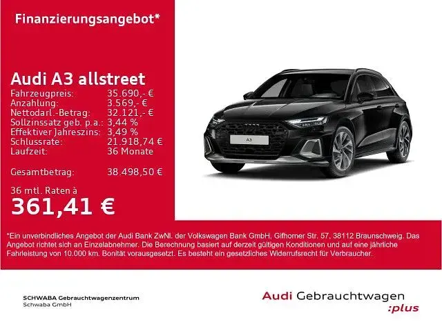 Używany Audi A3 Ambiente 150 KM (110 kW) 2025 Czarny Sedan/Limuzyna