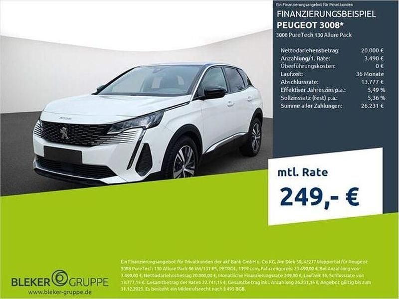 Perlmutt weiß Gebraucht 2023 Peugeot 3008 Allure Limousine | 21.980 € (Superpreis) - Bild 1/3