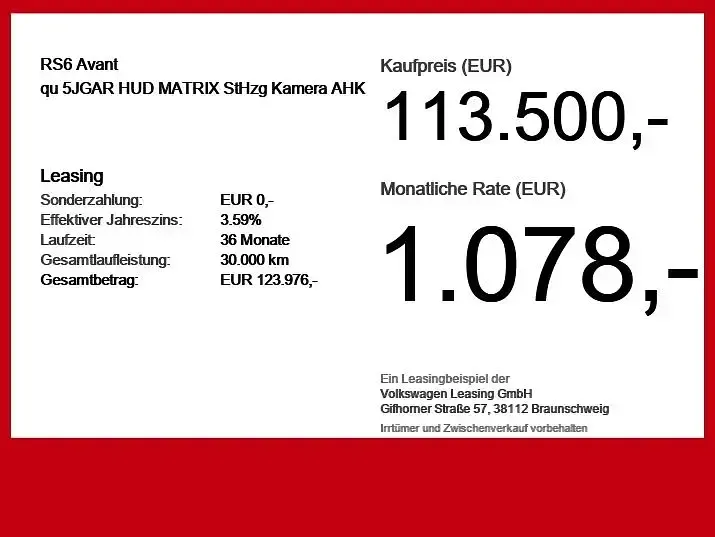 Używany Audi RS6 Ambiente 600 KM (441 kW) 2025 Szary Kombi