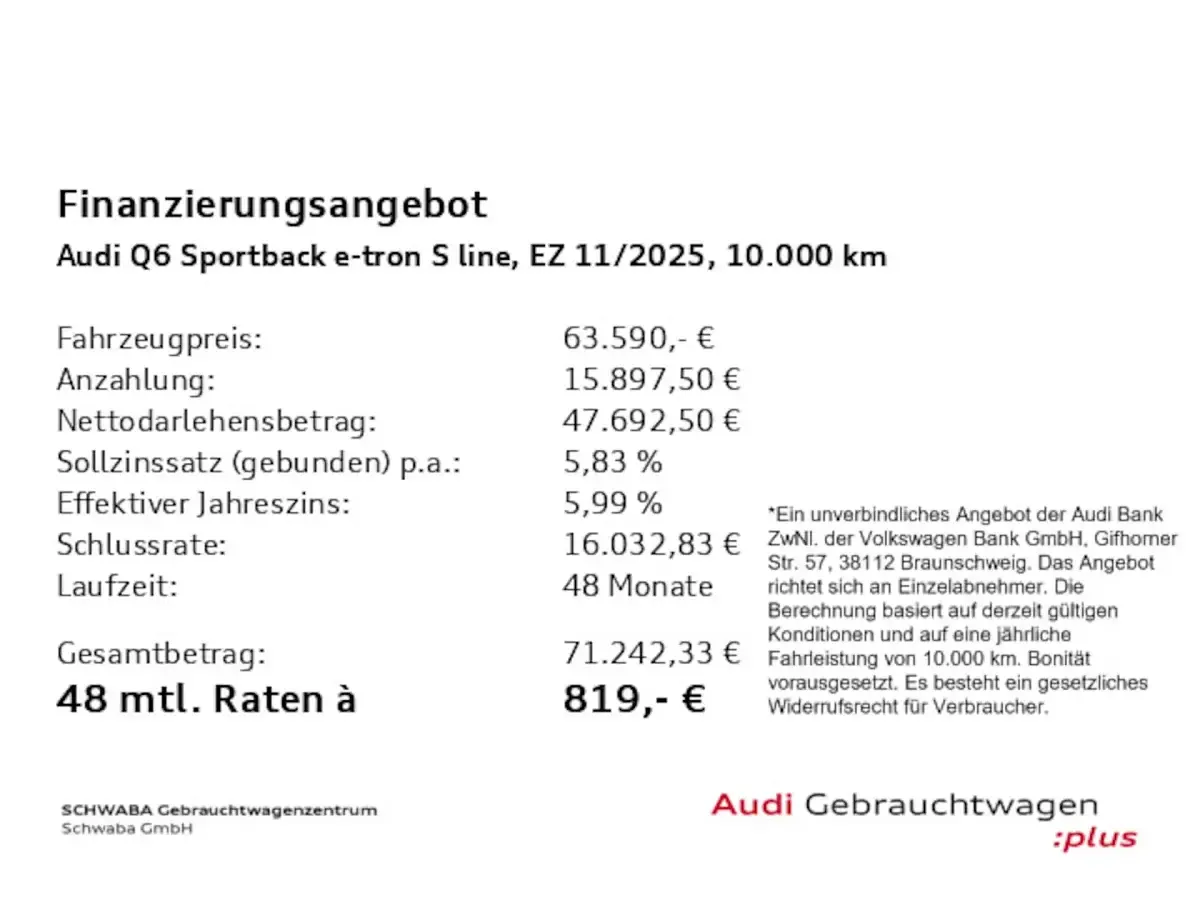 Gebraucht Audi Q6 Sportback e-tron S-Line 225 kW (306 PS) 2025 Soneirarot metallic SUV