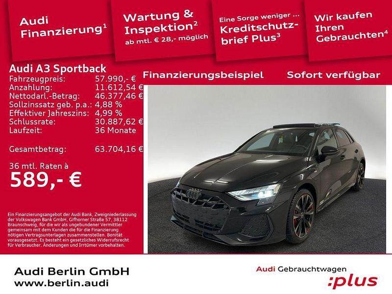 Schwarz Gebraucht 2025 Audi A3 Sportback e-tron S-Line Kleinwagen | 57.990 € - Bild 1/3