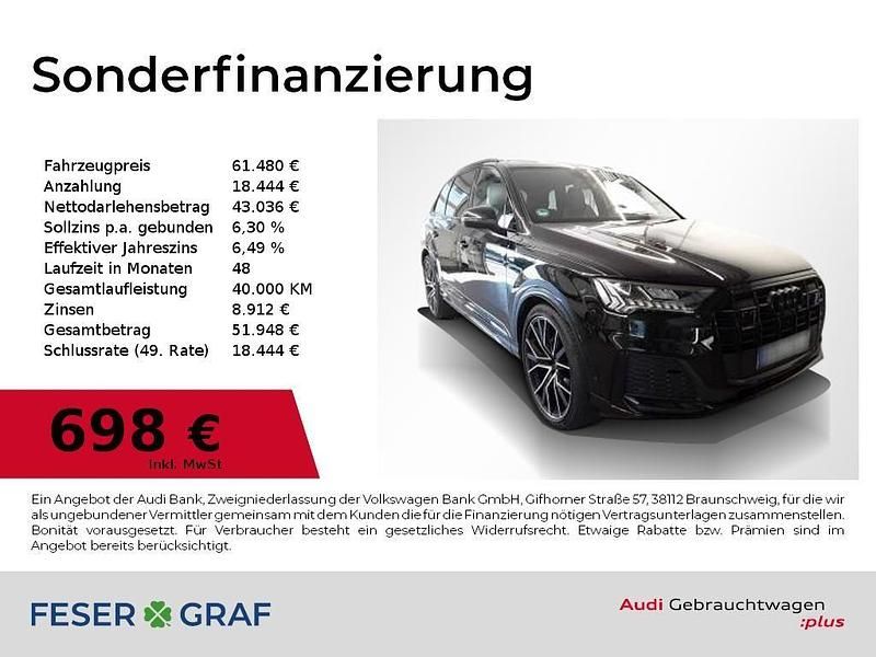 Mythosschwarz metallic Gebraucht 2021 Audi Q7 Ambiente SUV | 61.480 € (Teuer) - Bild 1/2