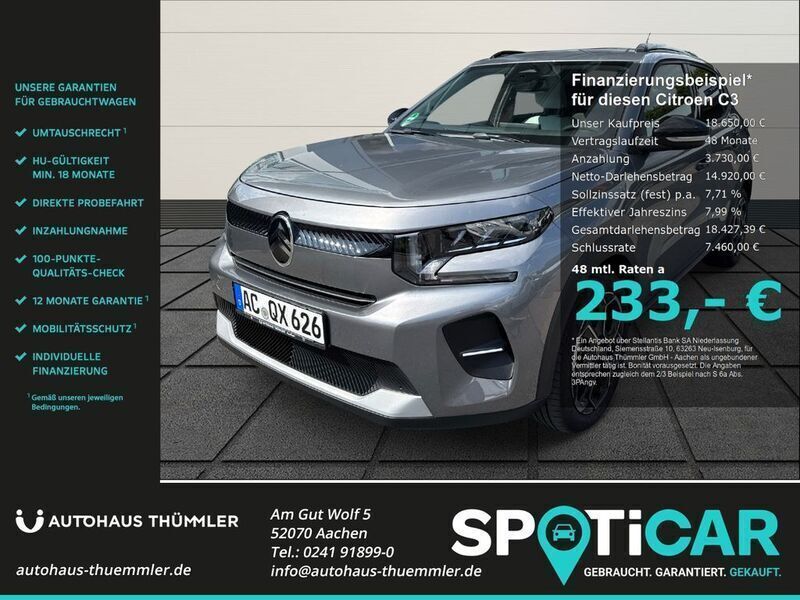 Grau Gebraucht 2025 Citroën C3 PureTech Kleinwagen | 18.650 € (Fairer Preis) - Bild 1/4