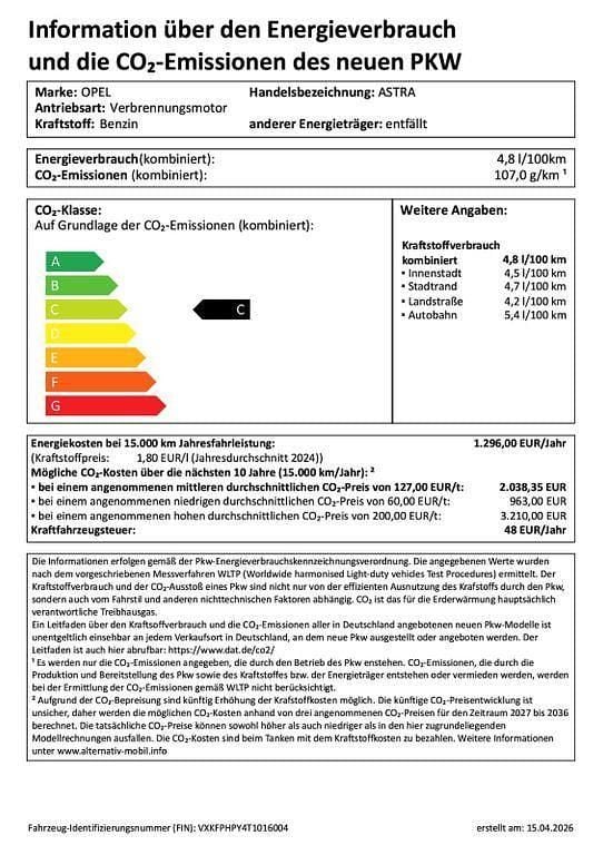Neu Opel Astra Edition 145 PS (106 kW) 2026 Schwarz Limousine