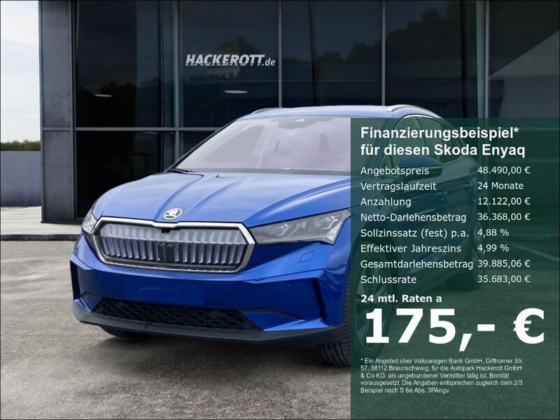 Blau Neu 2024 Skoda Enyaq iV Loft SUV | 48.490 € (Fairer Preis) - Bild 1/4
