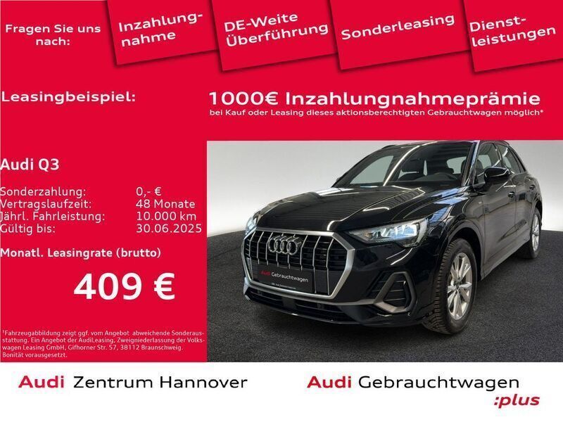 0e mythosschwarz metallic Gebraucht 2024 Audi Q3 S-Line SUV | 40.250 € (Guter Preis) - Bild 1/4