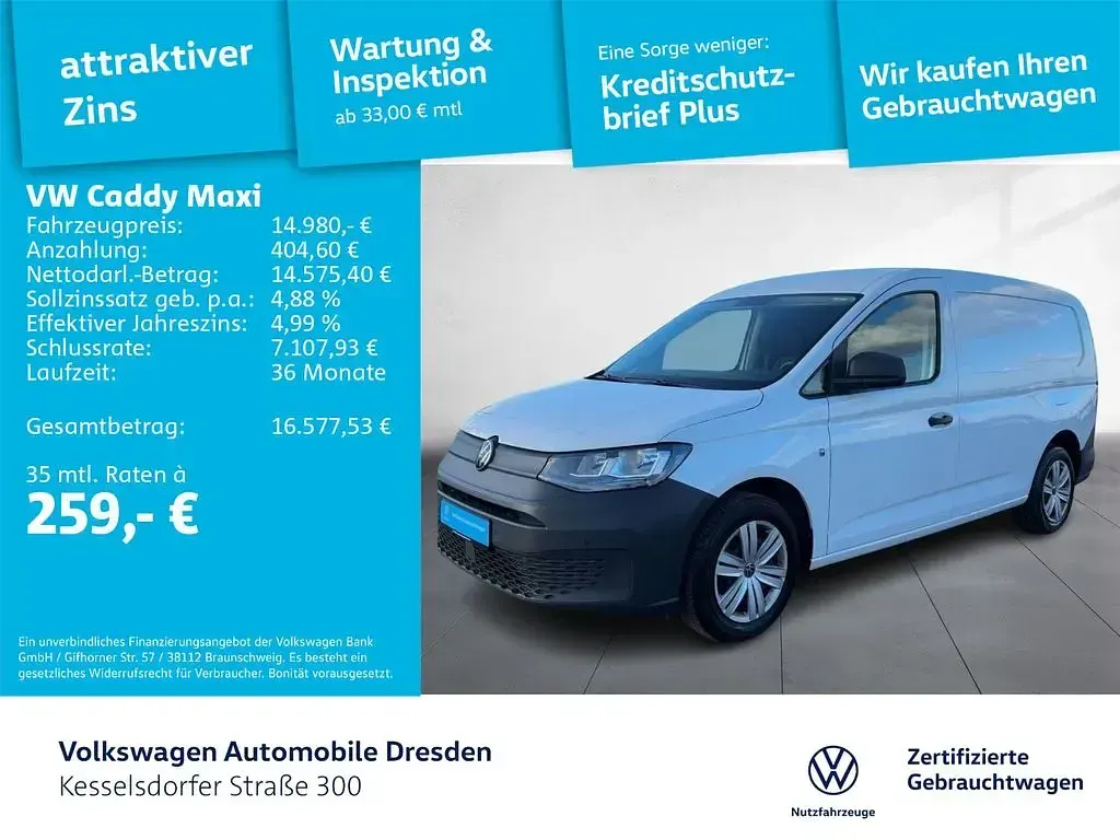 Gebraucht VW Caddy 122 PS (89 kW) 2022 B4 candyweiß Van / Kleinbus