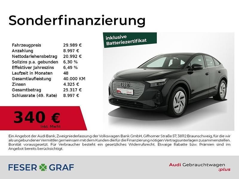 Mythosschwarz metallic Gebraucht 2023 Audi Q4 Sportback e-tron Ambiente SUV | 29.989 € (Fairer Preis) - Bild 1/4