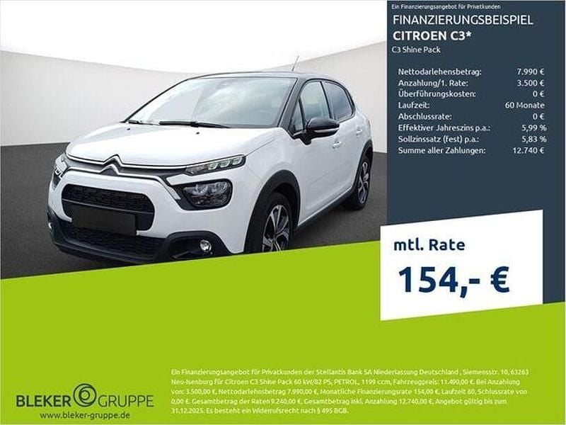 Lack weiss banquise/deckende lackierung Gebraucht 2022 Citroën C3 Shine Kleinwagen | 11.490 € (Guter Preis) - Bild 1/3