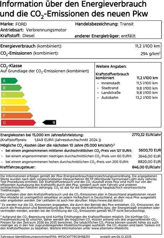 Neu Ford Transit Trend 165 PS (121 kW) 2025 Weiß Van / Kleinbus