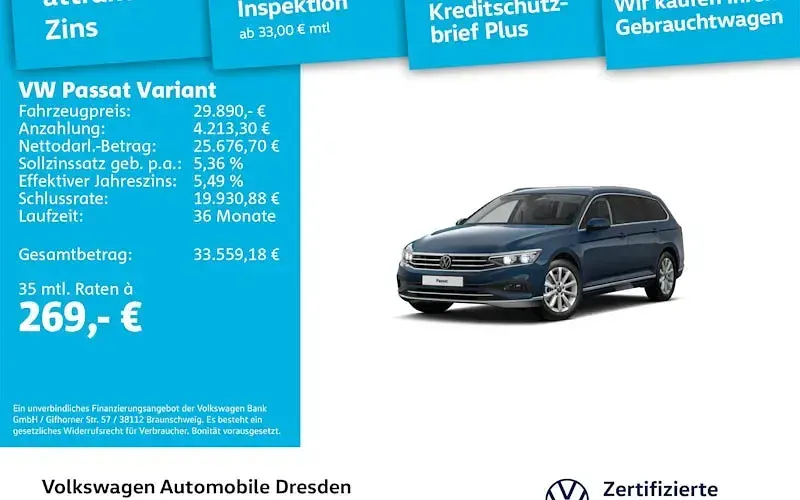 Gebraucht VW Passat Elegance 150 PS (110 kW) 2024 Blau Kombi