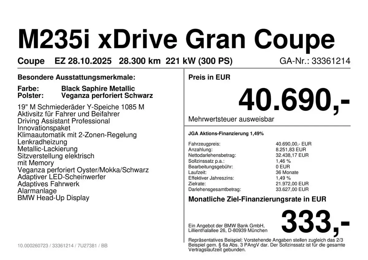 Gebraucht BMW M235 300 PS (220 kW) 2025 Black saphire metallic Coupé