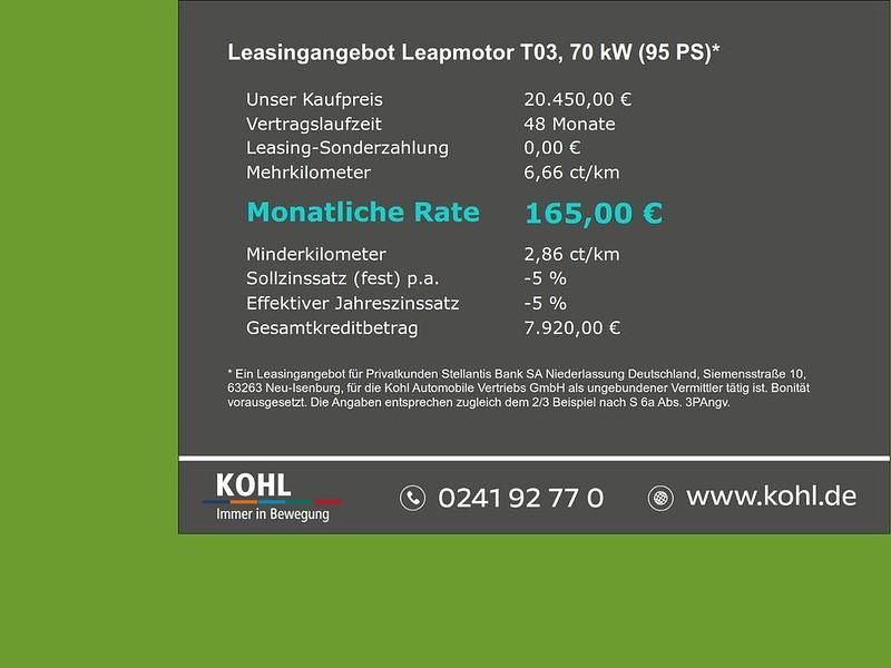 Neu Leapmotor T03 69 kW (95 PS) 2026 Blau Kleinwagen