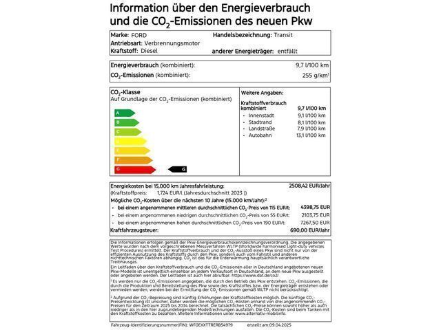 Frozen white Neu 2025 Ford Transit Trend Abholung | 41.650 € (Teuer) - Bild 1/1