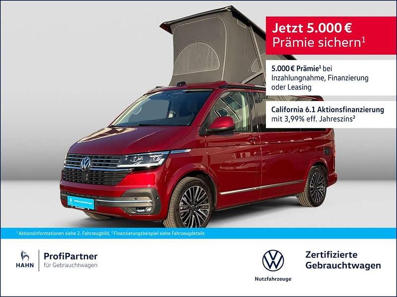 Rot Gebraucht 2024 VW T6.1 California Van | 74.490 € (Teuer) - Bild 1/3