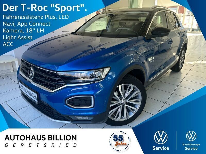 Ravennablau metallic (metallic) Gebraucht 2019 VW T-Roc Sport SUV | 18.890 € (Fairer Preis) - Bild 1/3