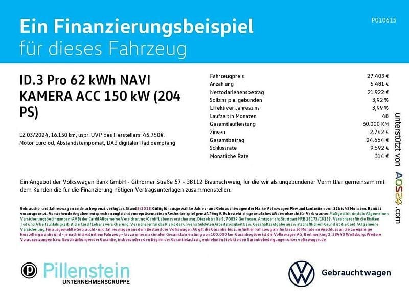 Gebraucht VW ID.3 Pro 150 kW (204 PS) 2024 Schwarz Kleinwagen