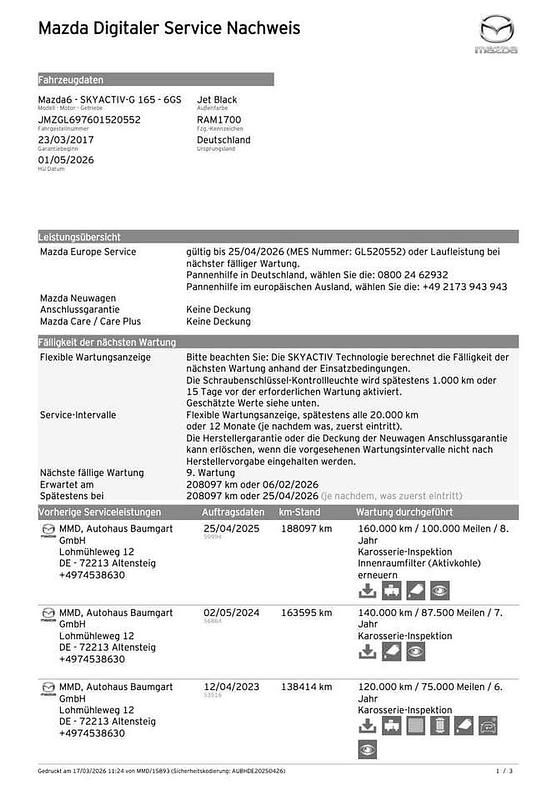 Gebraucht Mazda 6 Nakama 165 PS (121 kW) 2017 Schwarz Kombi