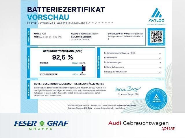 Mythosschwarz metallic Gebraucht 2023 Audi e-tron GT quattro Ambiente Limousine | 52.740 € (Superpreis) - Bild 1/4