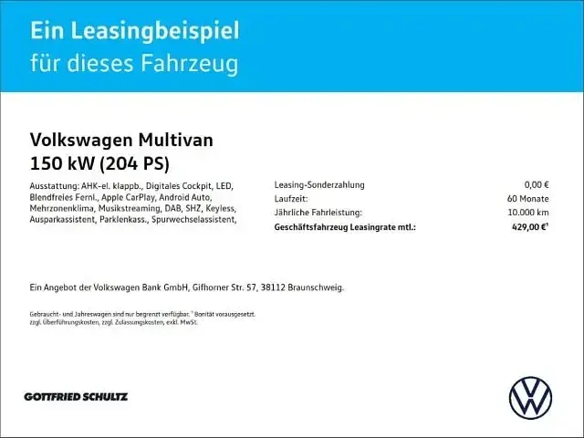 Nuova VW Multivan 204 CV (150 kW) 2026 Bianco Monovolume