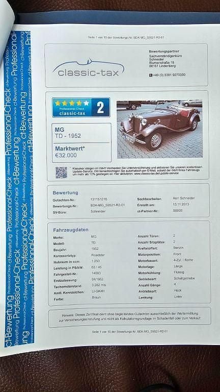 Gebraucht MG TD 63 PS (46 kW) 1952 Braun Cabrio