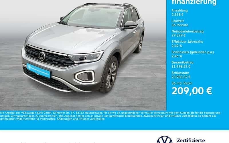 Pyritsilber metallic/schwarz Gebraucht 2025 VW T-Roc Goal SUV | 31.552 € (Superpreis) - Bild 1/4