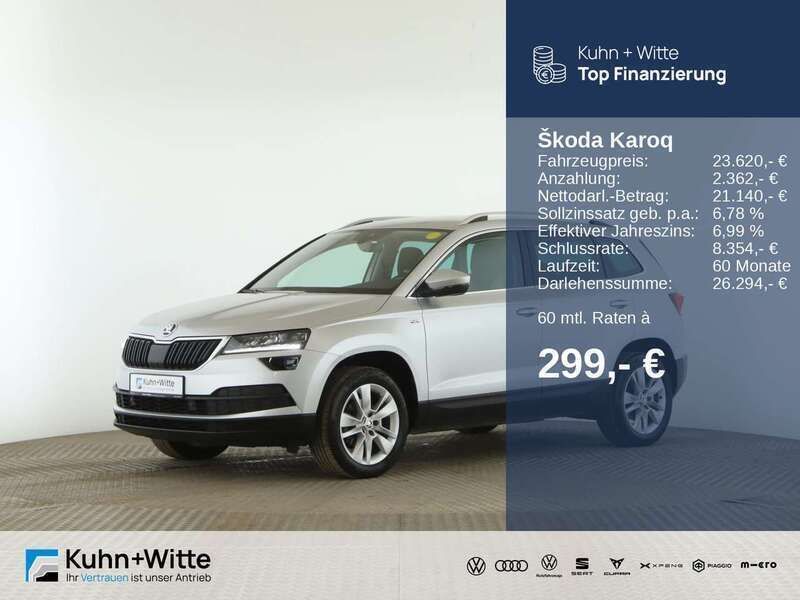 Silber Gebraucht 2021 Skoda Karoq Ambition SUV | 23.620 € (Guter Preis) - Bild 1/3