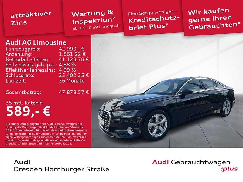 Brillantschwarz Gebraucht 2023 Audi A6 Sport Limousine | 42.990 € (Fairer Preis) - Bild 1/3