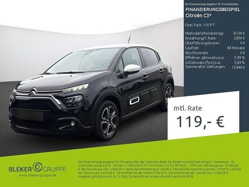 Lackierung schwarz perla nera/metallic klarlack Gebraucht 2021 Citroën C3 Feel Limousine | 10.880 € (Fairer Preis) - Bild 1/3