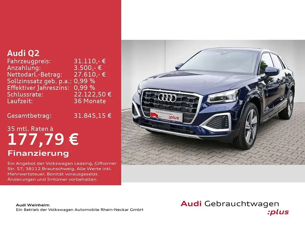 Gebraucht Audi Q2 Advanced Plus 150 PS (110 kW) 2025 Navarrablau metallic SUV