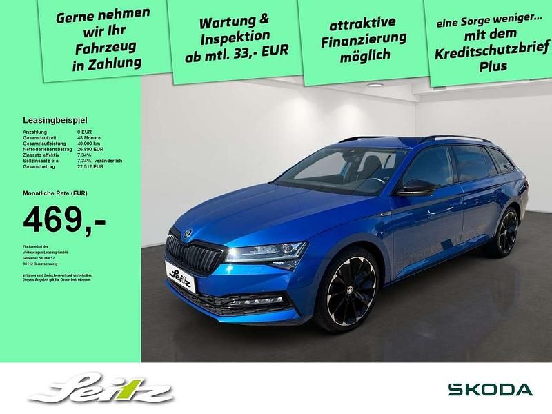 Raceblau metallic Gebraucht 2022 Skoda Superb SportLine Kombi | 26.740 € (Fairer Preis) - Bild 1/3