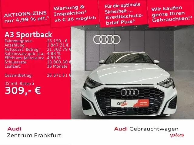Brugt Audi A3 S-Line 150 HK (110 kW) 2022 Hvid Sedan