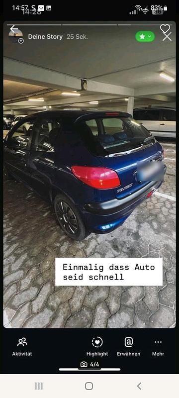 Blau Gebraucht 2000 Peugeot 206 Kleinwagen | 1.600 € - Bild 1/4