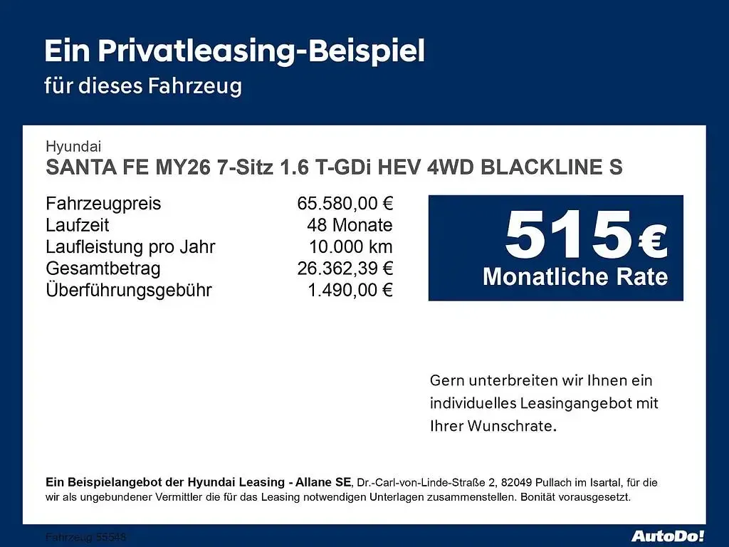 Neu Hyundai Santa Fe Blackline 239 PS (175 kW) 2026 Grau SUV
