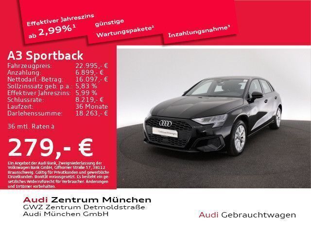Brillantschwarz Gebraucht 2022 Audi A3 Sportback e-tron Limousine | 24.681 € (Fairer Preis) - Bild 1/2
