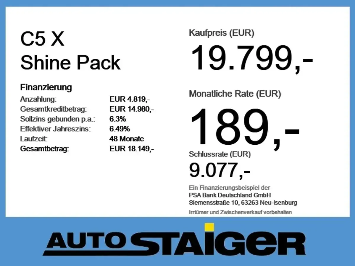 Gebraucht Citroën C5 X Shine 224 PS (164 kW) 2022 Lack weiss perlglänzend/typ au Kombi