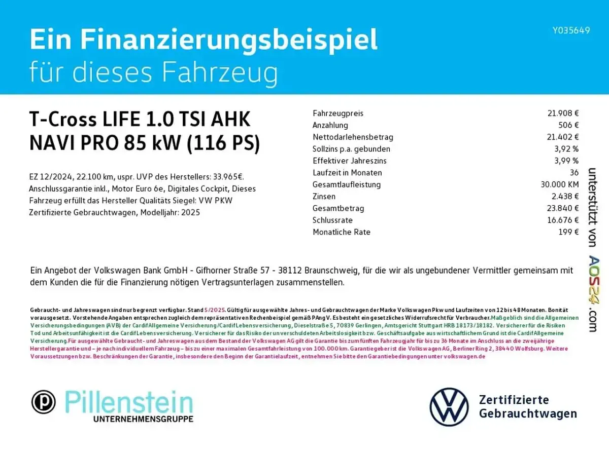 Gebraucht VW T-Cross Pro 116 PS (85 kW) 2024 Grau SUV