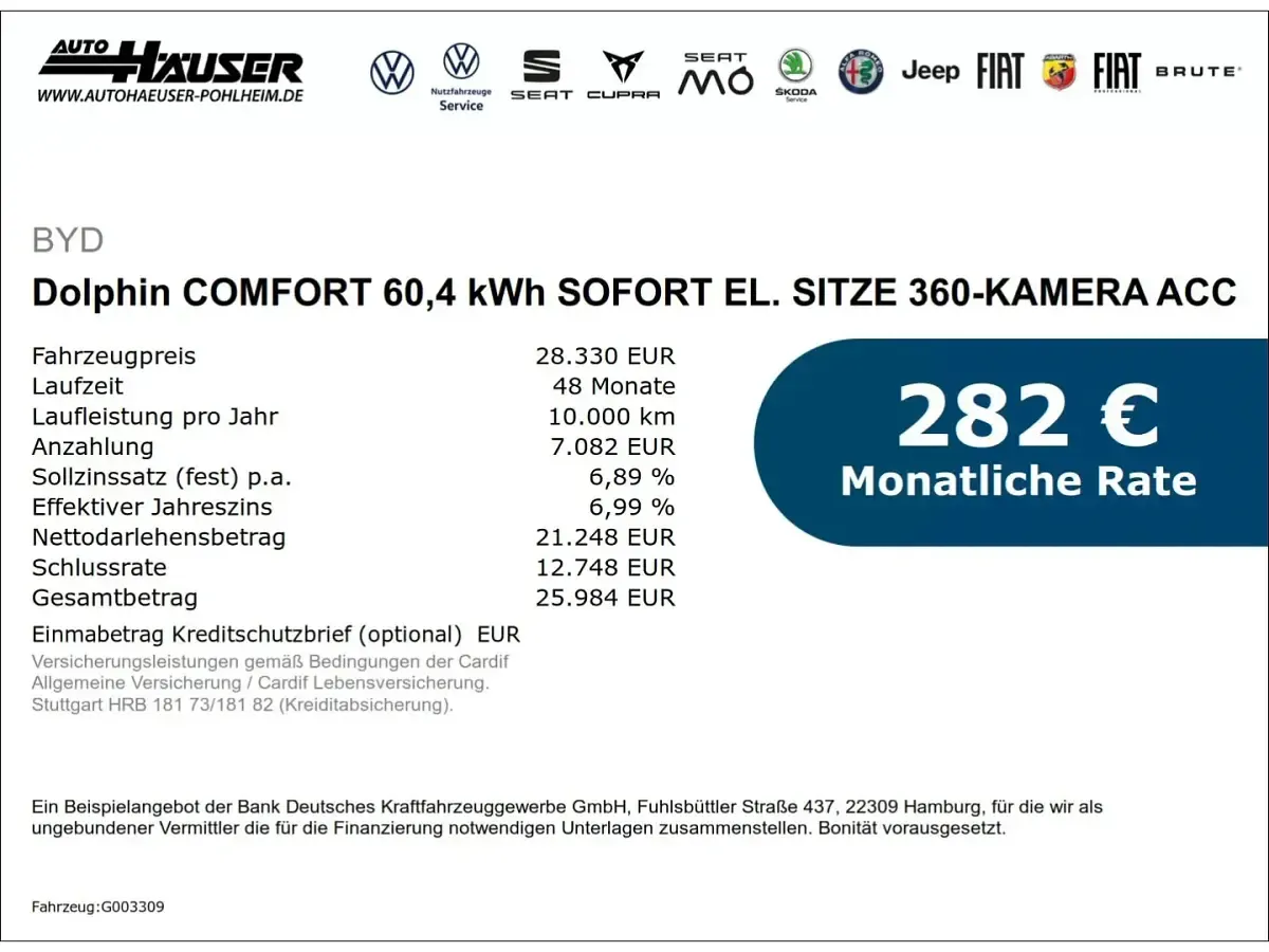 Neu BYD Dolphin Comfort 150 kW (204 PS) 2026 Weiss Kleinwagen