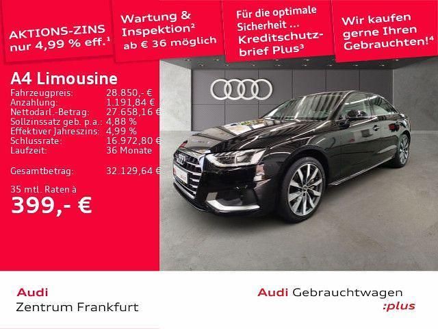 Schwarz Gebraucht 2022 Audi A4 Advanced Limousine | 28.850 € (Fairer Preis) - Bild 1/3